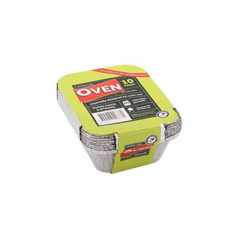 10 Pack Foil Container with Lid - 15cm x 12cm x 4.5cm - The Base Warehouse