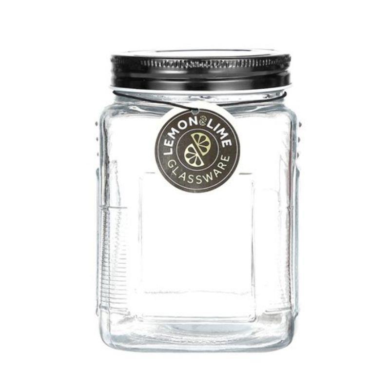 Ascot Glass Jar with Black Lid - 800ml
