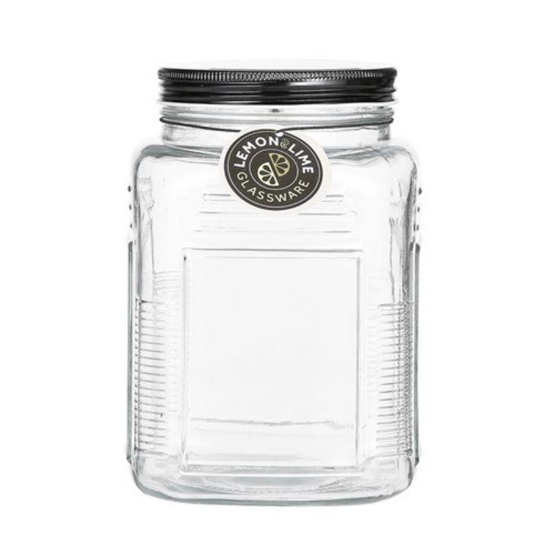 Ascot Glass Jar with Black Lid - 1.5L - The Base Warehouse