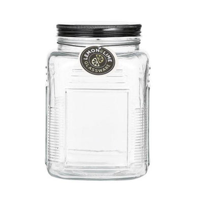 Ascot Glass Jar with Black Lid - 1.5L - The Base Warehouse