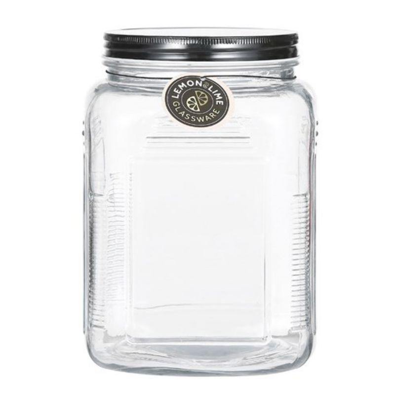 Ascot Glass Jar with Black Lid - 2.9L