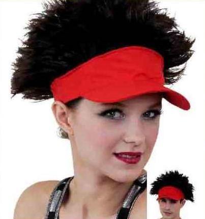 Womens Black Visor Hair Hat Wig