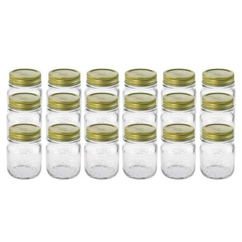 18 Pack Roma Glass Conserve Jars with Gold Lid - 200ml - The Base Warehouse