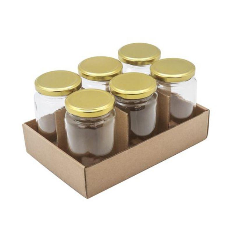 6 Pack Verona Glass Conserve Jars with Gold Lid - 360ml - The Base Warehouse