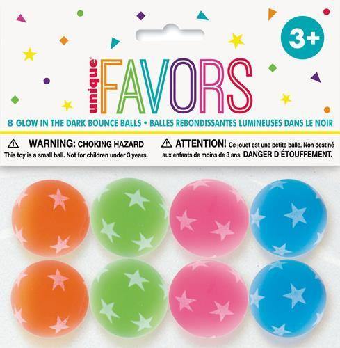 8 Pack Glow in the Dark Bounce Balls - 3cm - The Base Warehouse