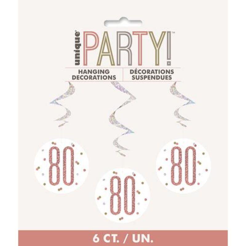 6 Pack Rose Gold Prismatic 80 Haning Swirls - 81cm - The Base Warehouse