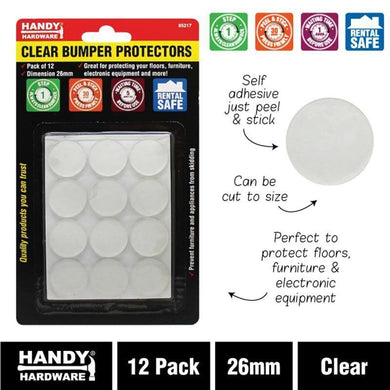 12 Pack Adhesive Clear Skid Protector - 26mm - The Base Warehouse