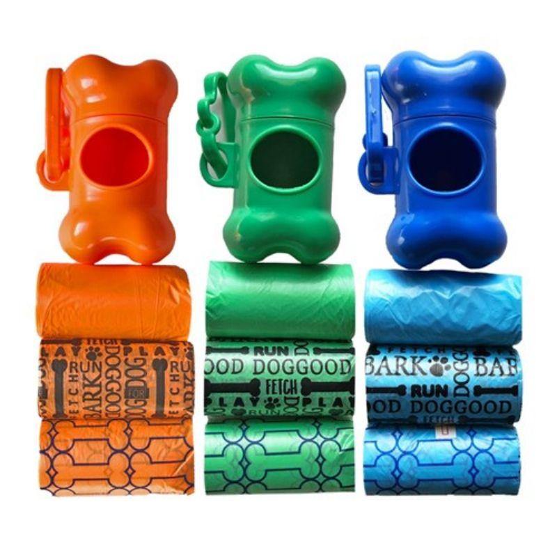 3 Rolls / 60 Bags Clean Up Bags & Dispenser - 31.5cm x 22cm - The Base Warehouse