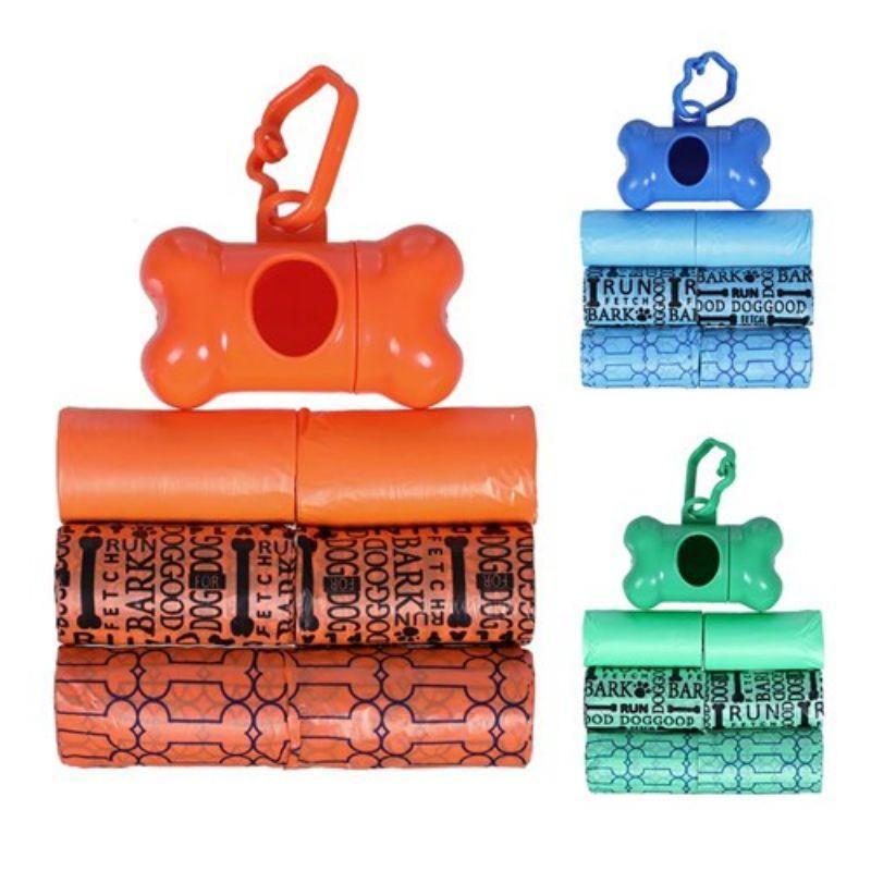 6 Rolls / 120 Bags Clean Up Bags & Dispenser - 31.5cm x 22cm - The Base Warehouse