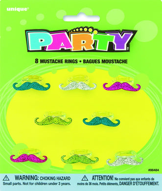 8 Pack Mustache Rings - The Base Warehouse
