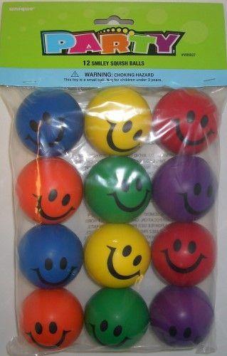 12 Pack Smiley Squish Balls - The Base Warehouse