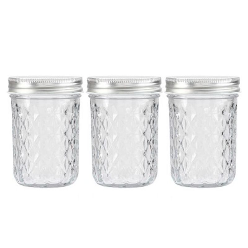 3 Pack Quilted Glass Conserve Jars - 220ml