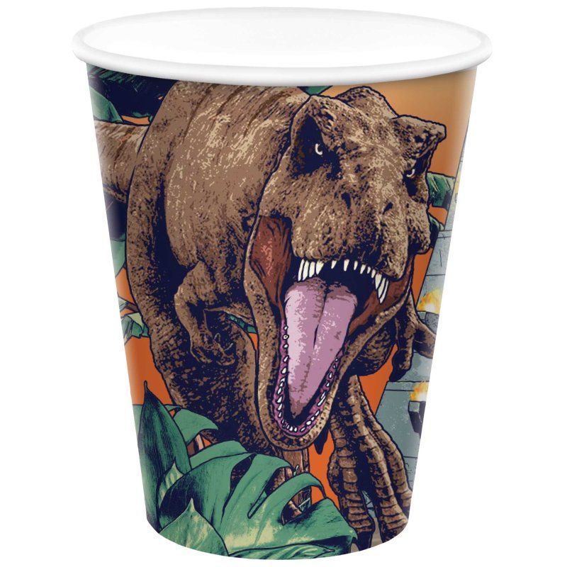 8 Packs Jurassic Into The Wild Paper Cups - 266ml