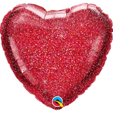 Red Glitter Graphic Heart Foil Balloon - 45cm - The Base Warehouse