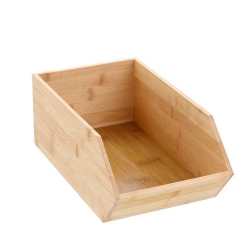 Bamboo Stackable Cube Storage - 17.5cm x 31cm x 12.5cm - The Base Warehouse
