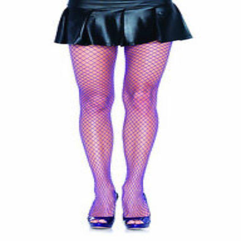 Womens Purple Lycra Fishnet Pantyhose - One Size Fits Most - The Base Warehouse