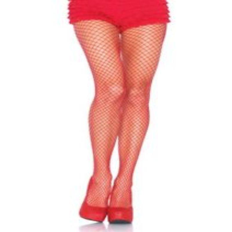 Womens Red Lycra Fishnet Pantyhose - 1-2X - The Base Warehouse