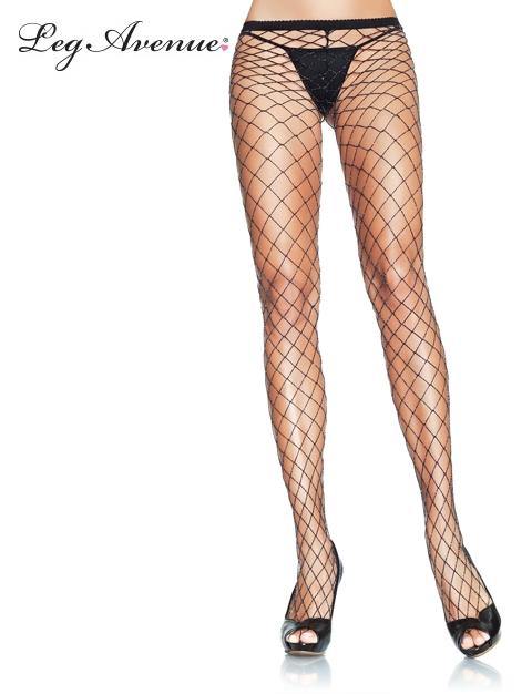 Black/Silver Industrial Net Pantyhose - OS - The Base Warehouse