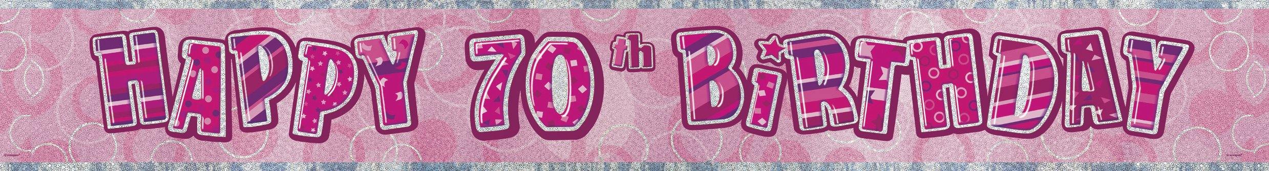 Glitz Pink Happy 70th Birthday Foil Banner - 3.6m - The Base Warehouse
