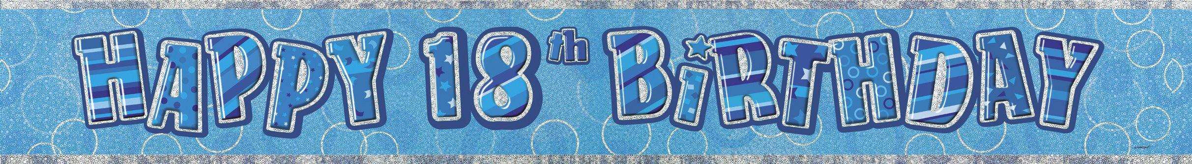 Glitz Blue Happy 18th Birthday Foil Banner - 3.6m - The Base Warehouse