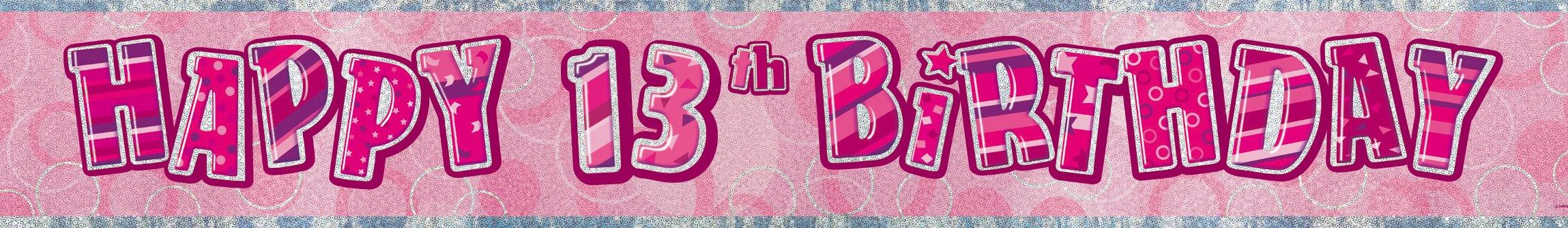 Glitz Pink Happy 13th Birthday Foil Banner - 3.6m - The Base Warehouse