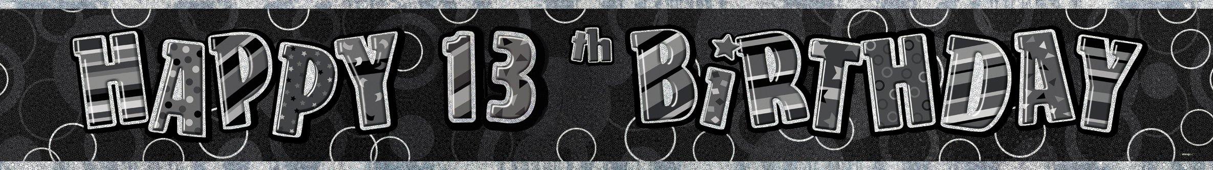 Glitz Black Happy 13th Birthday Foil Banner - 3.6m
