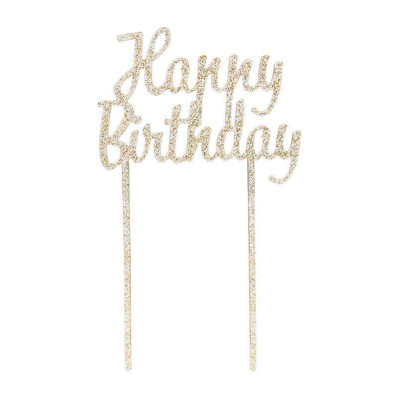 HBD Gold Cake Topper - 19cm x 11cm - The Base Warehouse