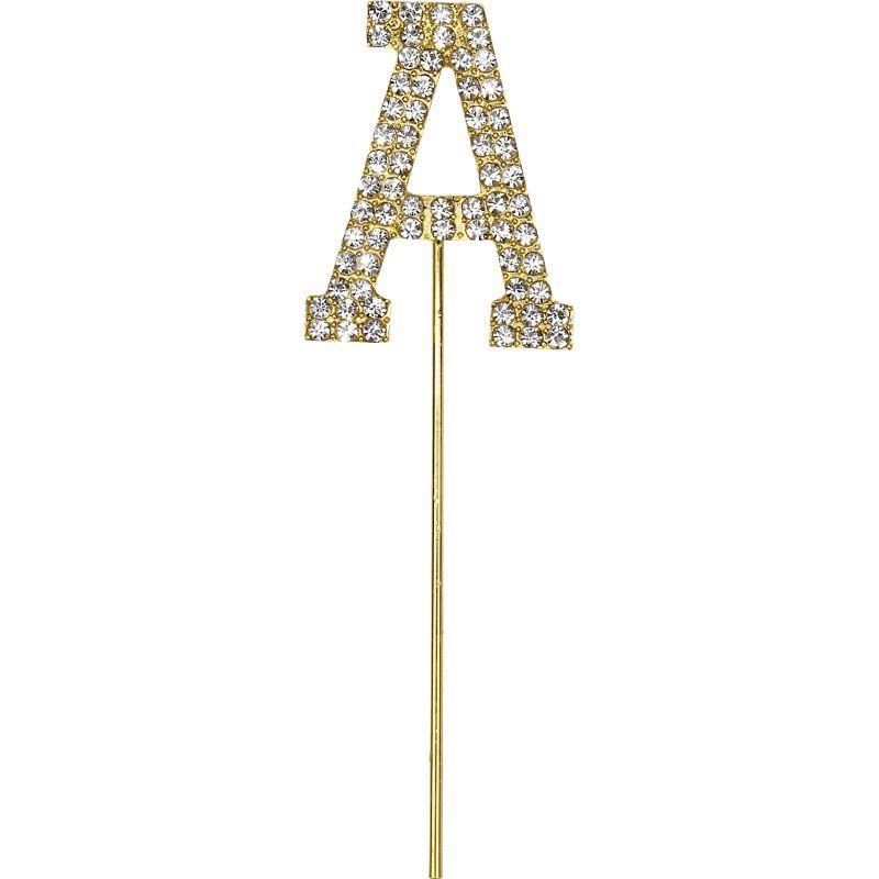 Gold Diamante Letter A Cake Topper - 4.3cm - The Base Warehouse