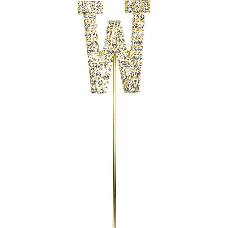 Gold Diamante Letter W Cake Topper - 4.3cm - The Base Warehouse