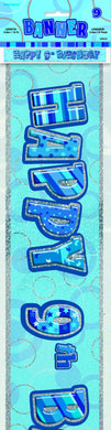 Glitz Blue Happy 9th Birthday Foil Banner - 3.6m - The Base Warehouse