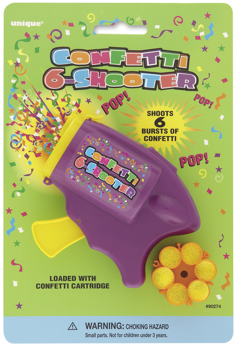 Preloaded Confetti 6-Shooter with 1 refill