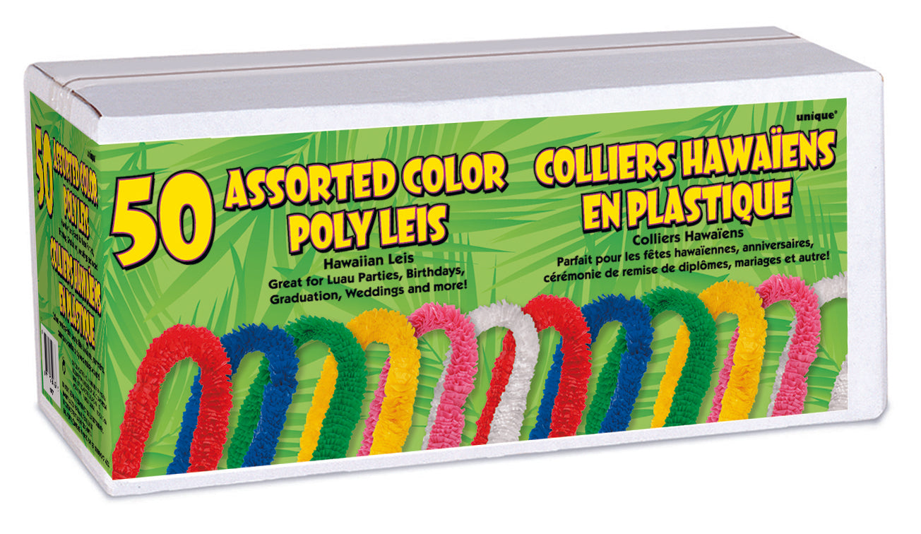 50 Pack Assorted Colours Hawaiian Leis - 84cm