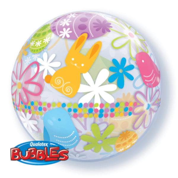 Spring Bunnies & Flowers Bubble Balloon - 56cm