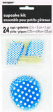 Load image into Gallery viewer, 24 Pack Royal Blue Dots Cupcake Cups - 5cm &amp; Picks - 7cm
