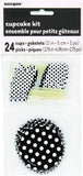 Load image into Gallery viewer, 24 Pack Midnight Black Dots Cupcake Cups &amp; Picks - The Base Warehouse
