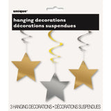 Load image into Gallery viewer, 3 Pack Gold &amp; Silver Star Swirl Decorations - The Base Warehouse
