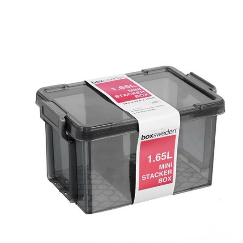 Charcoal Mini Stacker Box - 1.65L - The Base Warehouse