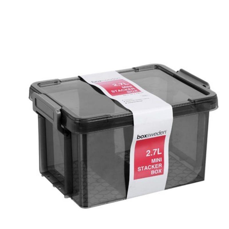 Charcoal Mini Stacker Box - 2.7L | The Base Warehouse