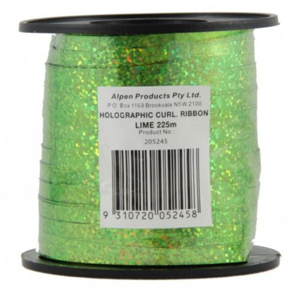 Lime Holographic Curling Ribbon - 225m
