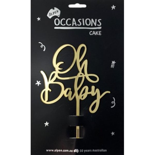 Gold Acrylic Oh Baby Cake Topper - 2mm