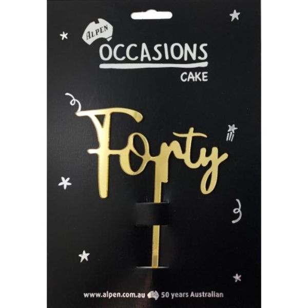 Gold Acrylic Forty Cake Topper - 2mm