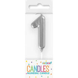 Load image into Gallery viewer, Mini Silver Numeral Pick 1 Birthday Candle - 8cm
