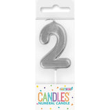 Load image into Gallery viewer, Mini Silver Numeral Pick 2 Birthday Candle - 8cm
