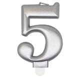 Load image into Gallery viewer, Metallic Silver Numerical Birthday Candle 5 - 8cm
