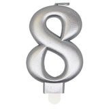 Load image into Gallery viewer, Metallic Silver Numerical Birthday Candle 8 - 8cm

