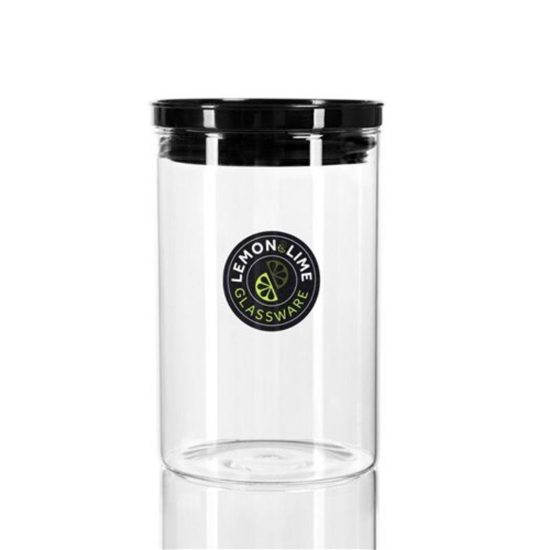 Highbury Glass Jar with Acrylic Black Lid - 1L - The Base Warehouse