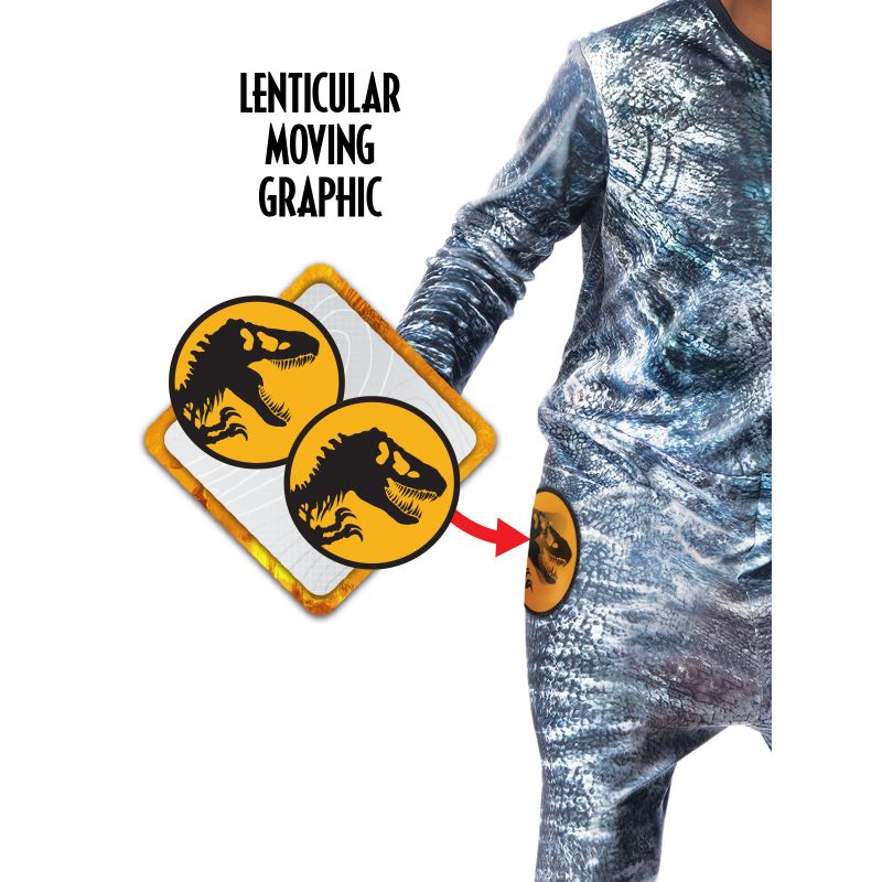 Kids Velociraptor Blue Deluxe Lenticular Costume - Size 3-5 Years