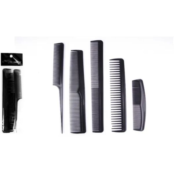 5 Pack Assorted Styles Black Comb