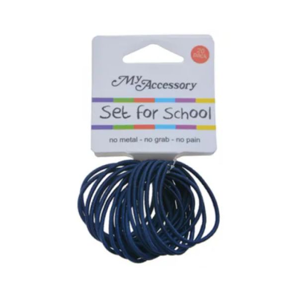 20 Pack School Navy Super thin Hair Rings