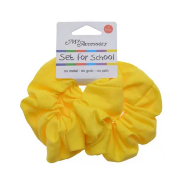 2 Pack School Yellow Large Cotton Scrunchie